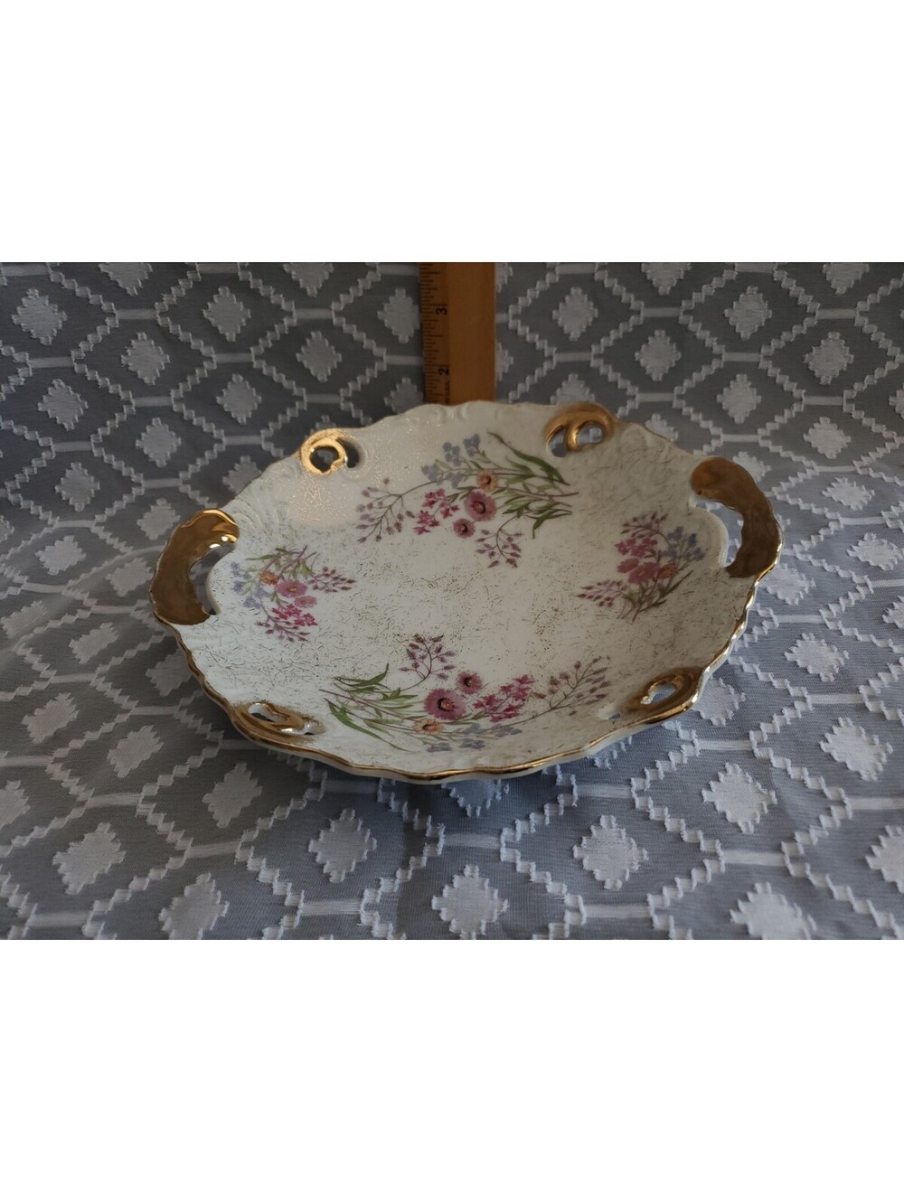 Vtg Bavarian Floral,gold trimmed Plate